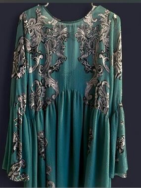 Free People Symphony Printed Bell Sleeve Slip Dress XS